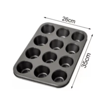 12 Cavity Pie Pan Cheese Bread Cup Cake Wellmix - 黑色 - 查看 3
