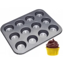 12 Cavity Pie Pan Cheese Bread Cup Cake Wellmix - 黑色 - 查看 4