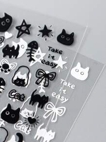 FULL BEAUTY ملصقات أظافر سوداء للقطط 2 قطعة، ملصقات أظافر كرتونية جميلة شعبية مضحكة لصقات اظافر ملصقات اظافر ستيكر اظافر