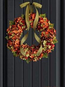 1 cái, Vòng hoa cẩm tú cầu màu hồng treo cửa mừng lễ Tạ ơn, Đồ trang trí hoa mô phỏng, Treo tường theo phong cách đồng quê, dùng để trang trí nhà cửa cho mọi mùa - Nhiều màu - Xem 1