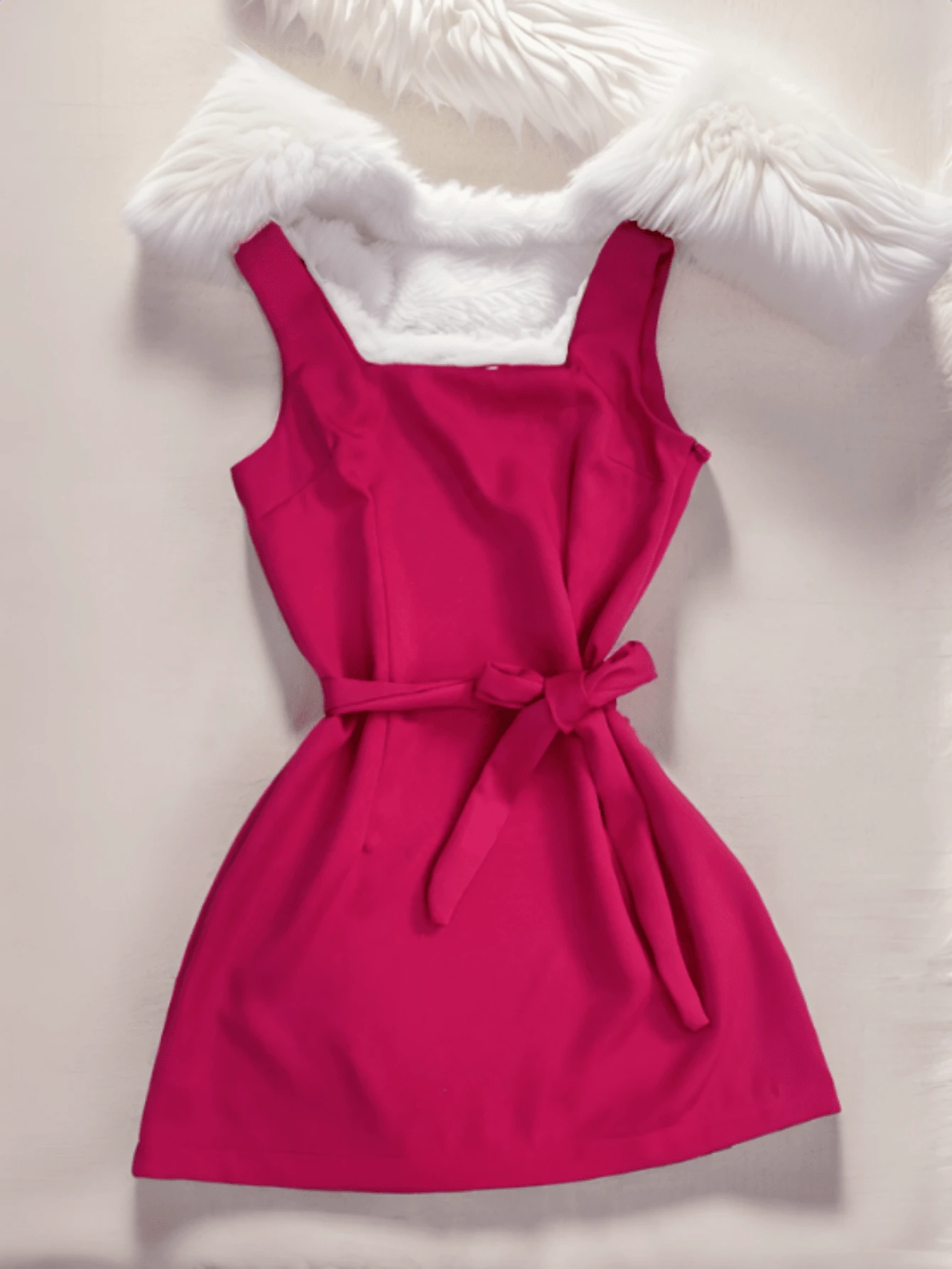 Elegant Women's TAILORED Dress With Belt And Side Zipper Summer Shein - Màu Hồng Tươi - Xem 1