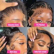 Wigs Human Hair 180% Deep Wave 13x6 Lace Front Wigs Brazilian Human Hair Transparent Lace Frontal Human Hair Wigs For Women Human Hair Wigs Human Hair Pre Plucked With Baby Hair Natural Color - 黑色 - 查看 5
