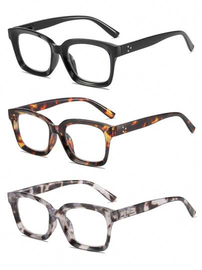 1 Pair Retro Square Frame Reading Glasses +1.0 To +4.0 For Men And Women, Computer/Office Use Halloween