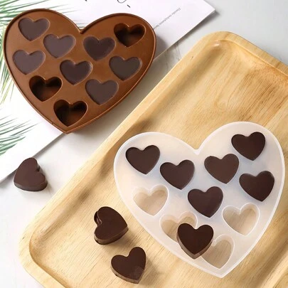 1 pieza - Molde de silicona en forma de corazón para chocolate, moldes de caramelo para fiestas, bodas, gelatina, cubitos de hielo con forma de corazón (color: aleatorio), suministros para bodas y cumpleaños, decoraciones para el hogar y fiestas, fiesta de San Valentín, decoración del hogar, regalos para el hogar