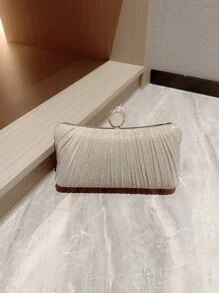 1 chiếc túi cầm tay hình hộp lấp lánh sang trọng có đính đá Rhinestone trang trí cho tiệc trang trọng, đám cưới, vũ hội - Vàng - Xem 8