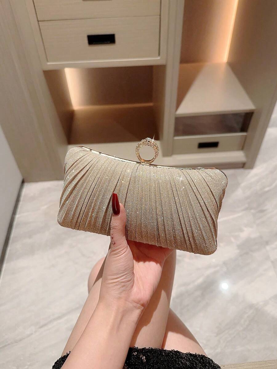 1 chiếc túi cầm tay hình hộp lấp lánh sang trọng có đính đá Rhinestone trang trí cho tiệc trang trọng, đám cưới, vũ hội