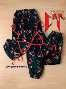 PIJAMA CORRIDO TUMBADO DUO TEDI UNITALLA DE PAREJA 3PZ DE - Negro - Ver 4