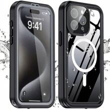 1Pc Magnetic Waterproof Phone Case With Built-In Screen Protector IP68 Underwater Full Body Military Drop Protection MagSafe Shockproof Dustproof Heavy Duty Phone Case Cover For IPhone 16 Pro Max/IPhone 16 Pro/IPhone 16 Plus/IPhone 16/IPhone 15 Pro Max/IPhone 15 Pro/IPhone 15 Plus/IPhone 15/IPhone 14 Pro/IPhone 14 Plus/IPhone 14. - 黑1 - 查看 1