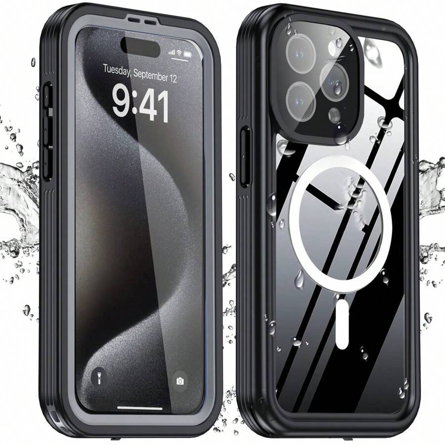 1Pc Magnetic Waterproof Phone Case With Built-In Screen Protector IP68 Underwater Full Body Military Drop Protection MagSafe Shockproof Dustproof Heavy Duty Phone Case Cover For IPhone 16 Pro Max/IPhone 16 Pro/IPhone 16 Plus/IPhone 16/IPhone 15 Pro Max/IPhone 15 Pro/IPhone 15 Plus/IPhone 15/IPhone 14 Pro/IPhone 14 Plus/IPhone 14. - 黑1 - 查看 1
