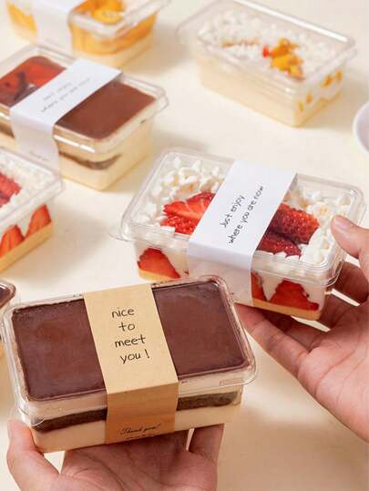15pcs Tiramisu Mousse Cake Boxes, PP Disposable Dessert Boxes For Takeout, Bakery Containers, Home Picnic Sweet Treats Packaging, Christmas Strawberry Cake Boxes Christmas Decorations Christmas Decor Christmas Gifts Christmas Wrapping Paper  Christmas Party Supplies Christmas Gift Bags Christmas Bags Christmas Stickers