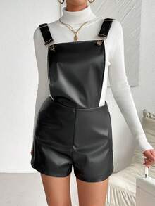 Quần short da đen giản dị thời trang mới, thu/đông - màu đen - Xem 6