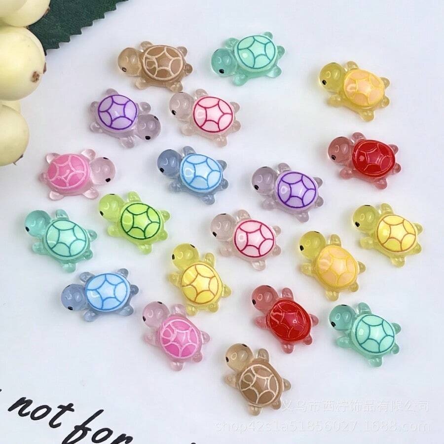 5/10 piezas Mini tortuga que brilla en la oscuridad, figura decorativa luminosa de criatura marina modelo, color aleatorio - Multicolor - Ver 1