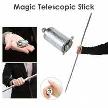 1 Pc Silver Creative Toy Pocket Magic Cane, Steel Expandable Portable Telescopic Cane, Magic Toy - Silver - View 9