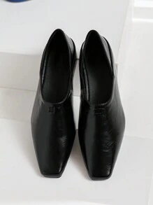 2025秋季新款黑色百搭舒适一脚蹬乐福鞋复古英伦风方头平底鞋女两穿