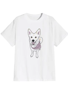 Unisex Casual Dog Print Cotton T-Shirt For Men - trắng - Xem 1