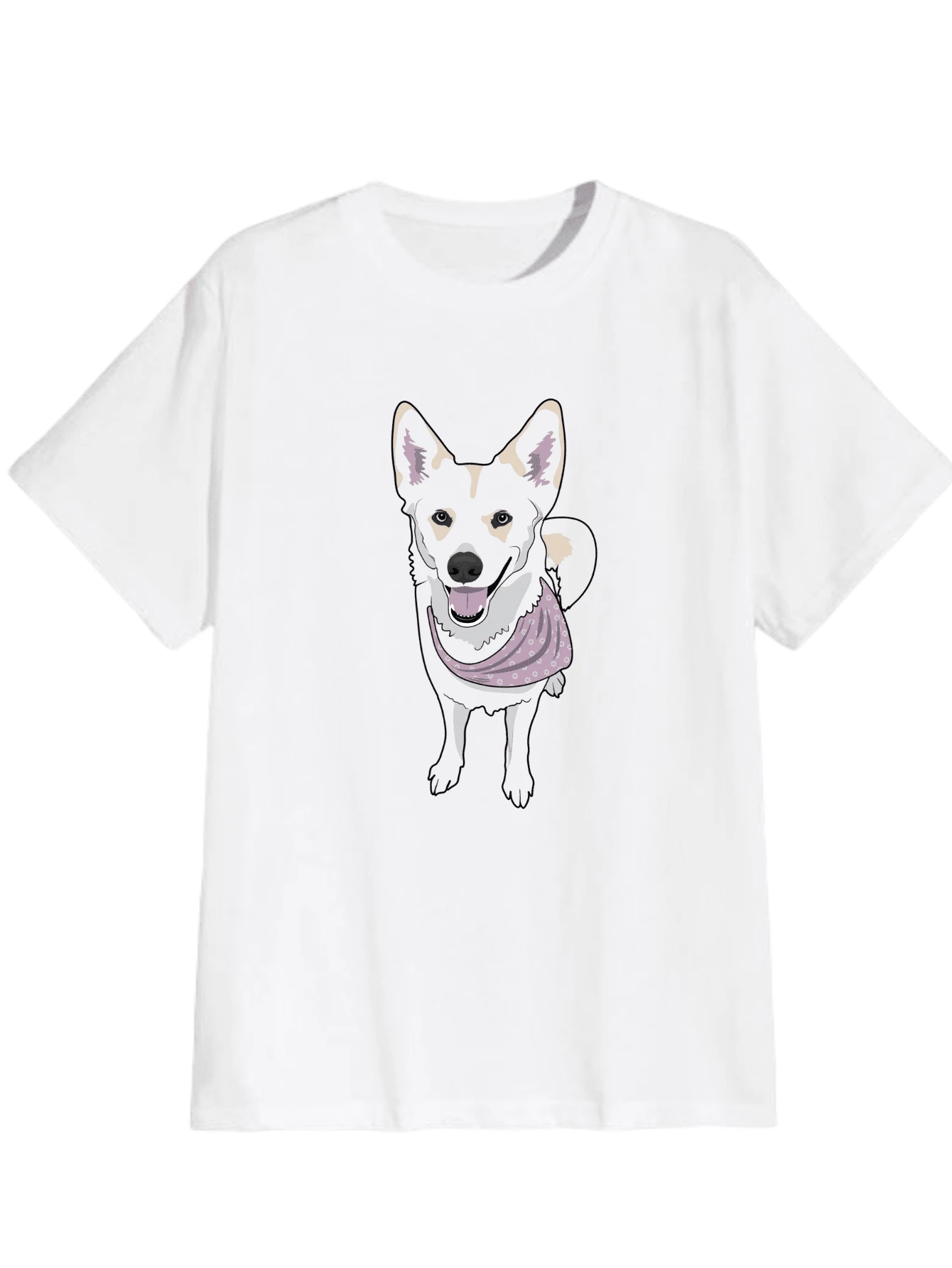 Unisex Casual Dog Print Cotton T-Shirt For Men - trắng - Xem 1