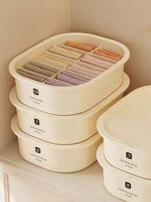 1 件奶油色内衣收纳盒家用衣柜大容量内衣袜子抽屉式加高隔层储物盒房间装饰家居装饰秋季装饰卧室装饰万圣节装饰、房间装饰、圣诞装饰、万圣节、万圣节装饰、圣诞节、万圣节装饰、圣诞装饰、秋季装饰、圣诞装饰、收纳、整理器 - 彩色 - 查看 3