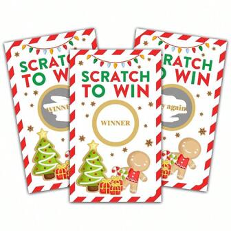 50st, Christmas Scratch Game Cards - Christmas Party Scratch Games - Jullotter - Semester-/nyårsfest Aktiviteter & tillbehör Dekoration,Jul