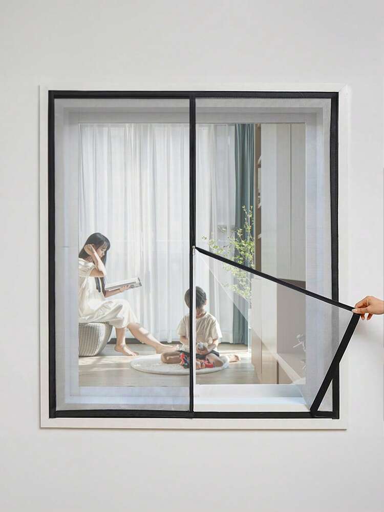 1 Piece Grey Mesh With Grey Trim, Modern Aesthetic, PP + PE  Material, Zippered Closure, Provides Mosquito And Insect Protection, Dust Resistance, Ideal For Windows And Doors, Versatile For Various Settings - Grey - View 18