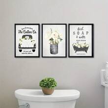 3 Pcs/Set Canvas Hanging Pictures Easy To Hang Vintage Farmhouse Bathroom Wall Art Set - Canvas Prints, Home Decor Paintings,Poster Gifts Birthday Graduation