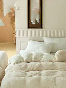 1 chiếc chăn lông chồn dày ấm áp mềm mại thoải mái hai lớp, thích hợp cho phòng ngủ và phòng khách - Màu be - Xem 6