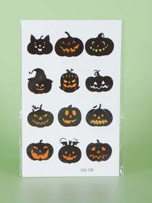 5pcs Halloween Temporary Tattoo Stickers, Pumpkin, Bat, Spider Cartoon Patterns, Waterproof, Sweat-Resistant, Disposable, Unisex, Suitable For Face, Neck, Arm, Finger, Chest And Other Body Parts, Body Painting, Realistic Tattoo Finger Stickers - Multicolor - View 6