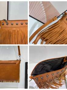 Quasten Niet Schulter Diagonaltasche, modisch elegante neue koreanische Version Allround Weichleder Dame Umhängetasche, verstellbarer Schultergurt, großes Fassungsvermögen, minimalistisch Handytasche Leicht Mode Büromitarbeiter Hochschule Arbeit Pendelverkehr Büro Geschenk Geldbörsen Handytasche für Geldbörse und Telefon Lehrergaben Geschenk für Freundin Frauen Geschenke Präsent Telefongeldbörse Schulmaterial Lehrergaben Schulanfang, lässige leichte Schulter Messenger Bag, weiches PU-Leder