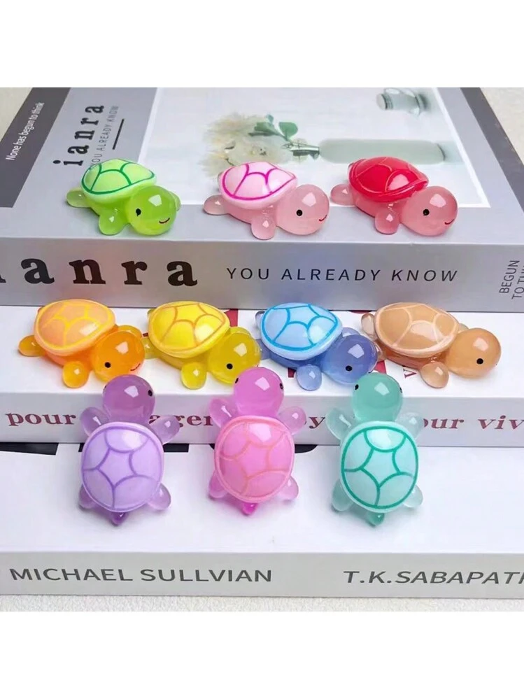 100 Mini Figurines Tortues Lumineuses Résine - 10 Couleurs Décoration DIY
