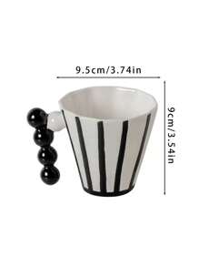 1 件复古条纹陶瓷杯，时尚设计情侣咖啡杯，独特的早餐茶杯，回到学校 - 彩色 - 查看 11