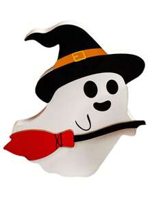 1 Stück süße Halloween Dekoration Geist für Innen, dekorative hölzerne mehrstufige Tablett Dekoration, Schilder mit schwarzer Katze, Fledermaus, Besen und Kürbis Blöcken für Party, Heim und Regal Präsentation