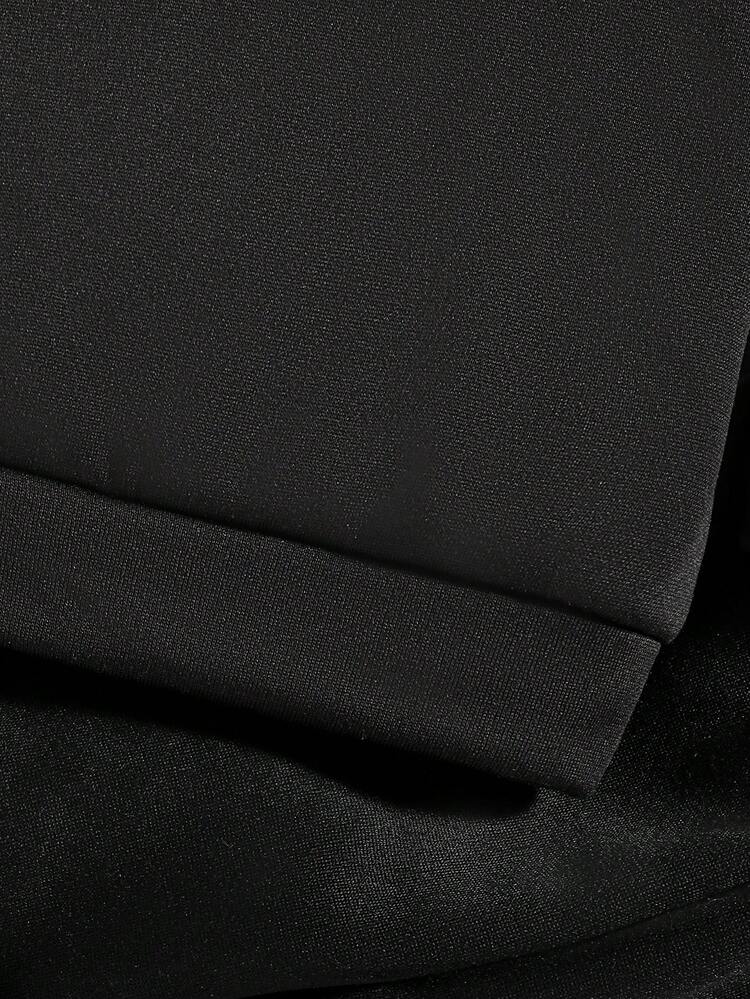 Conjunto de sudadera de cuello redondo y pantalones con estampado de dibujos animados para niño, cálido - Negro - Añade 4