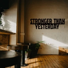 1pc Stronger Than Yesterday - Motivational Metal Quote Sign - Workout Inspiration - Home Gym Decor - Workout Wall Art - Gifts - Black - View 4