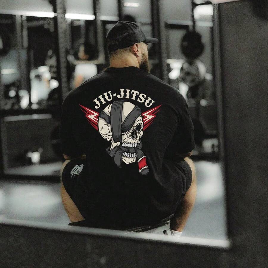 Jiu Jitsu Oversized Maromba Gym Training T-Shirt - 黑色 - 查看 1