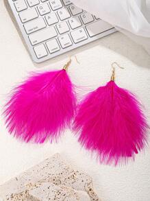 Hoa tai lông vũ lớn Hoa tai lông vũ đen cho phụ nữ Hoa tai lông vũ dài Trang sức lông vũ Boho - Kiểu dài - Xem 8