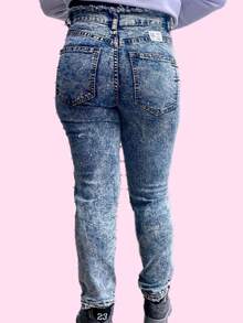 Skinny pantalones para mujer - Azul lavado oscuro - Ver 3