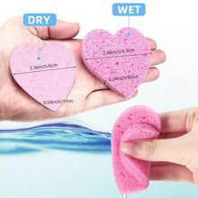 Compressed Cellulose Heart Shape Facial Sponges 100% Natural Cosmetic Spa Sponges Reusable For Facial Cleansing Exfoliating - Pink - View 4