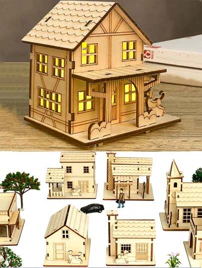 1 件 DIY 木制微型房屋、生日/节日礼物、家居装饰、万圣节礼物