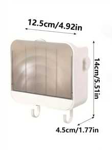 1 Pc Random Craft Wall Mounted Soap Holder, Soap Holder With Lid, No Drill Hole Drain Soap Dish, Simple Soap Storage Rack For Home Bathroom, Bathroom Accessories, Suitable For Bathroom, Vanity Use[Hook Style Random]
