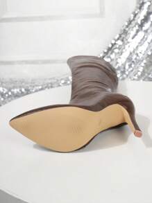 2025秋冬新款欧美时尚性感百搭超高跟侧拉链尖头过膝女靴 - 巧克力棕 - 查看 8