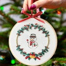 1pc Giáng sinh Người tuyết & Tuần lộc thêu trang trí gối Phụ kiện quần áo DIY Cross Stitch - Nhiều màu - Xem 11