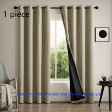 99% 遮光亚麻窗帘，卧室全遮光窗帘，客厅纹理窗帘，84 英寸索环，节能窗帘，黑色内衬，纯色遮光窗帘，房间变暗和减少光线的窗帘 - 彩色 - 查看 42