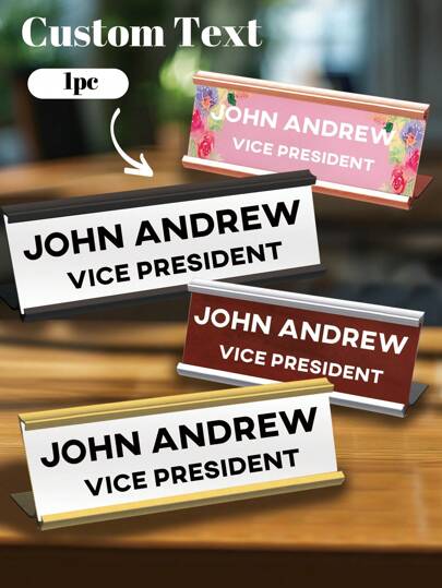 1 szt. 2" X 8" niestandardowa tabliczka z nazwiskiem z kwadratowymi narożnikami grawerowanie spersonalizowanych tabliczek z nazwiskami na biurko - niestandardowe tabliczki z nazwiskami na ścianę lub biurko w biurze z aluminiowym uchwytem z dwoma liniami tekstu laserowego, spersonalizowana tabliczka z nazwiskiem w biurze z opcjonalnym uchwytem na ścianę lub biurko - DOSTOSUJ. Wybierz spośród różnych kolorów i czcionek, aby dopasować je do swojego stylu. Świetny pomysł na prezent., Walentynki, Dekoracje na Walentynki
