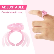 Eyelash Extension Tools 100 Heart Shape Rings LEODY - Pink - View 4