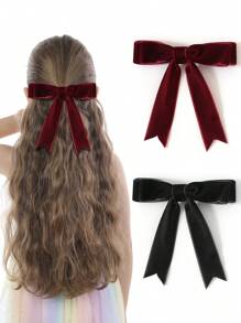 2 CÁI Kẹp Tóc Nơ Nhung Cho Bé Gái, Kẹp Tóc Nơ Ruy Băng Cho Bé Gái Đi Học, Phụ Kiện Giữ Tóc Đuôi Ngựa Kẹp Tóc Kim Loại Cho Bé Gái Tuổi Teen Tiệc Halloween Giáng Sinh - Nhiều màu - Xem 4