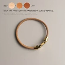 BLKSMTH Women's Fashion Minimalist Gold-Plated Horseshoe Buckle Leather Bracelet - Gold plated horseshoe buckle - View 9