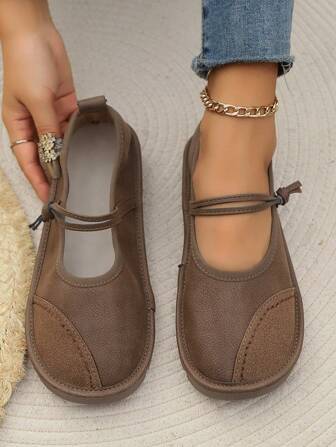 软底系带鞋，防滑休闲绒面平底步行鞋