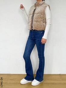 Ladies Shiny Sequin Vest - Camel - View 3