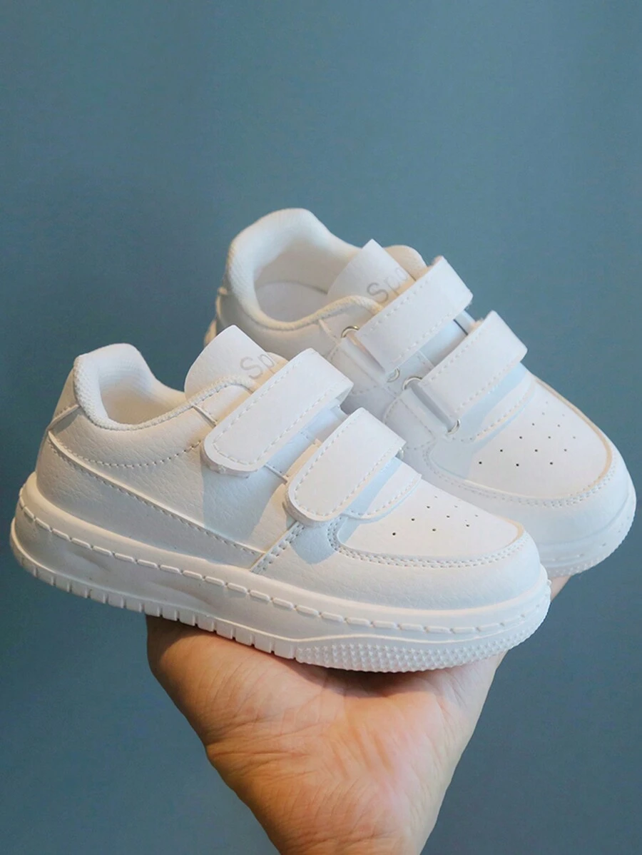 1 đôi giày thể thao vải mềm đế mềm thường ngày cho trẻ em/trẻ mới biết đi Unisex - trắng - Xem 1