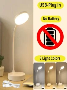 1 Stück Dreifarbige einstellbare Schreibtischlampe, USB-betriebene Tischlampe, tragbare LED-Nachtbeleuchtung zum Studieren, Lesen, für Schlafzimmer und Wohnheim