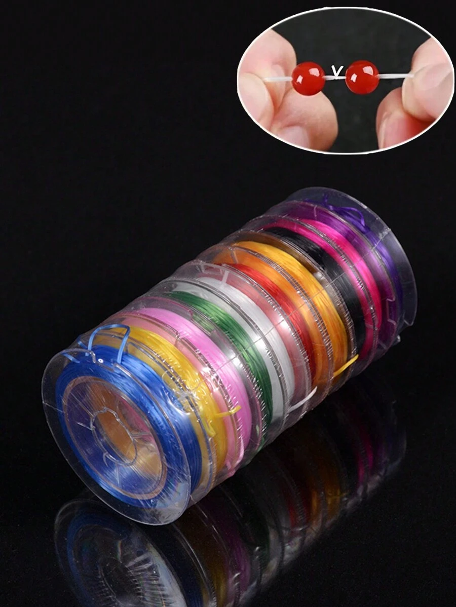 Elastic Cord Set, Bracelet Elastic String, Jewelry Making Elastic Thread, Beading, Necklace And Craft Supplies, 1/3/8/10 Rolls - Random Color - View 1